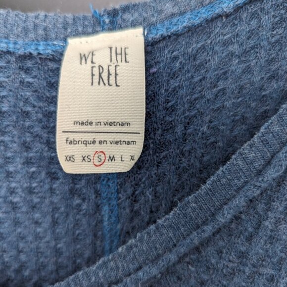 Free People Catalina blue thermal oversized long sleeved top size Small - Picture 6 of 9